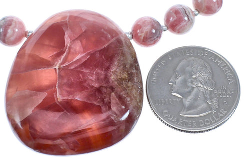 Southwest Rhodochrosite Genuine Silver Bead Necklace BX120631